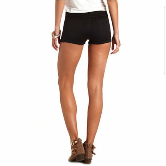 High Waist Biker Spandex Cuffed Shorts - Picture 2 of 6